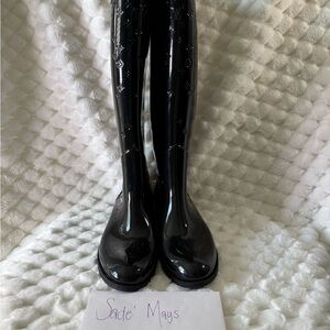 Louis Vuitton Monogram Black Glossy Rain Boots size 41